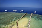 Blick vom Leuchtturm auf das Daedalus Riff und Tauchschiffe (Ägypten, Rotes Meer) - Daedalus Reef (Aegypt, Red Sea)